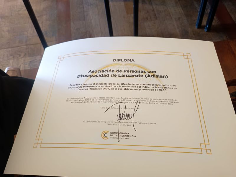 ADISLAN obtiene la máxima puntuación en transparencia y recibe el Premio de Excelencia a la Transparencia Digital en Canarias 2024 (Copia)